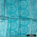 Dark Yellow with Teal Blue Semi Litchi Silk Saree