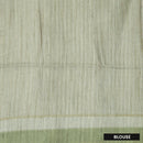 Off white with green floral design Semi Chanderi Silk Saree