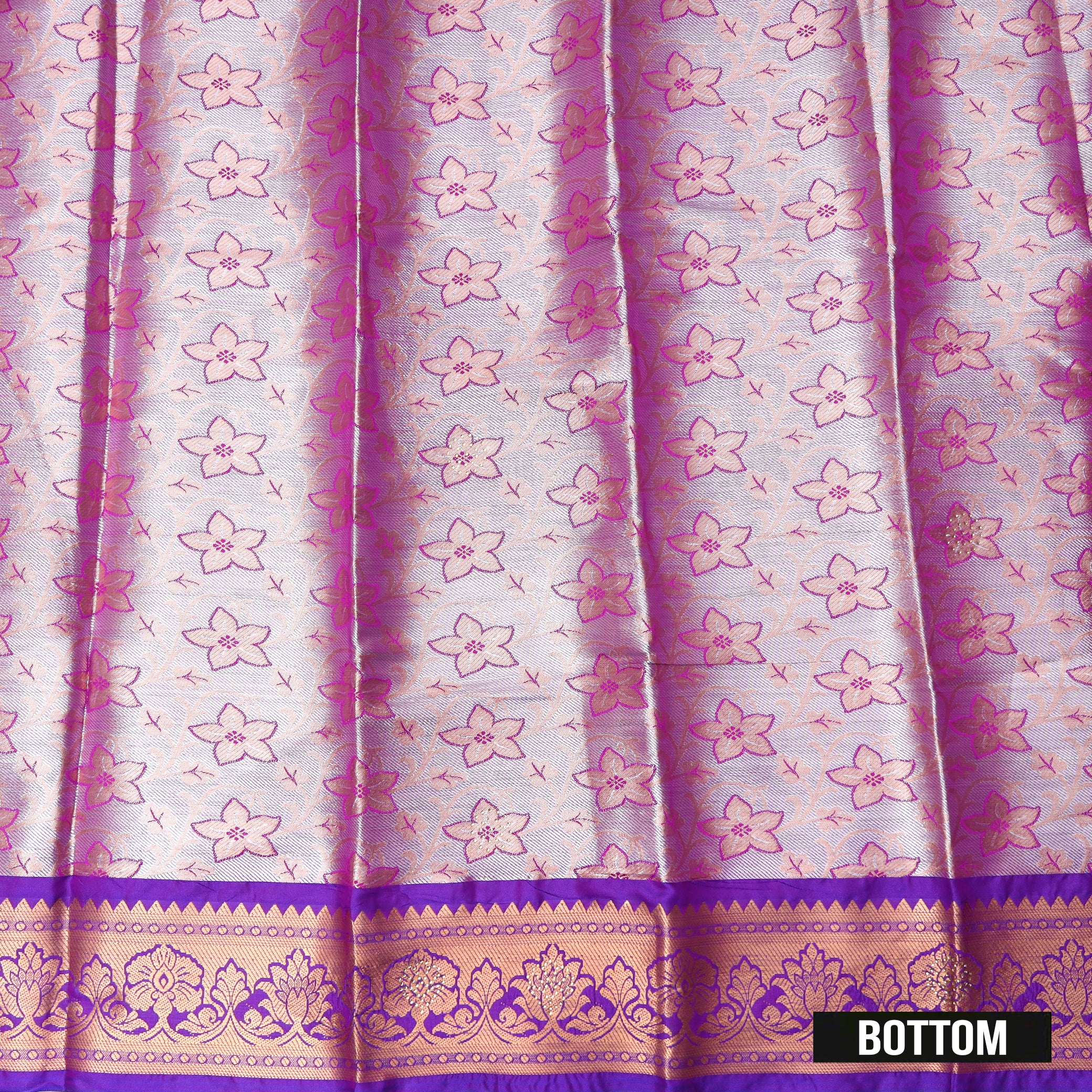 Lavender and Border Purple Art Pattu Pavadai Material