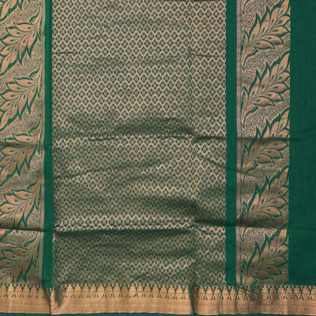 Dark Maroon With Green Kalyani Cotton Saree