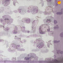 White and Light Lavender Organza Silk With Hand Embroidered Mirror Work Saree - Thenianantham