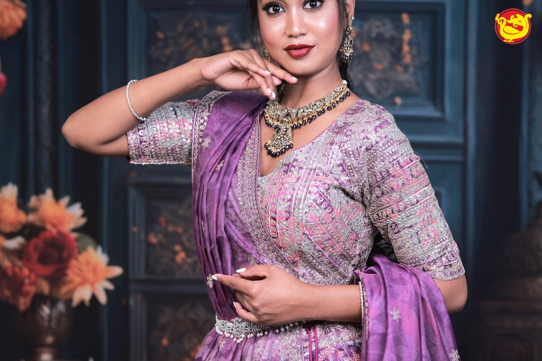 Designer Bridal Purple Lehenga choli - Thenianantham