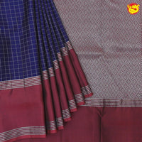 Navy blue with maroon yuvana soft silk saree - Thenianantham