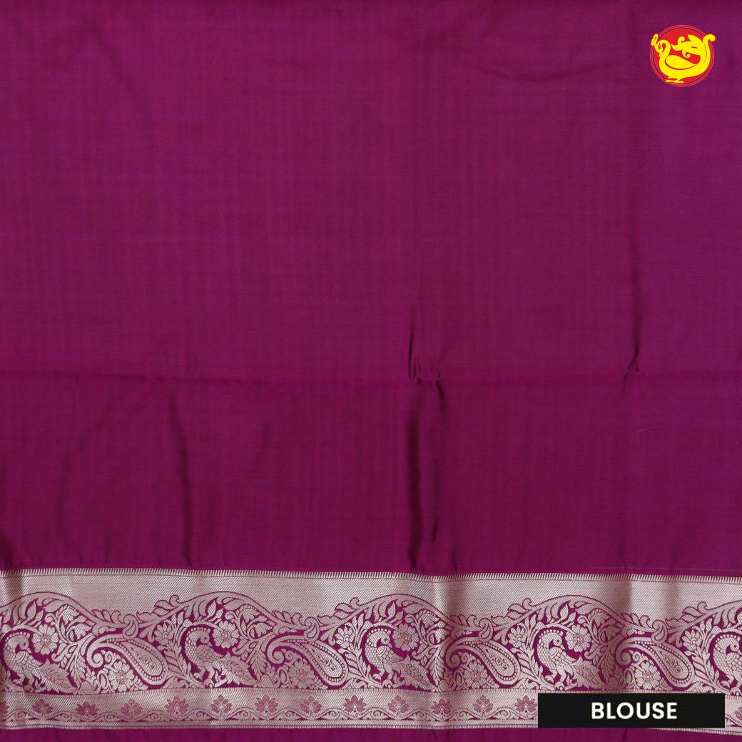 Green with Magenta Soft Silk Saree