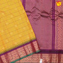 Yellow checked with magenta &gold  Gadwal silk saree