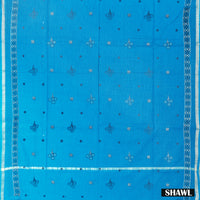 Sky Blue With Turquoise Blue Cotton Ladies Chudithar Material