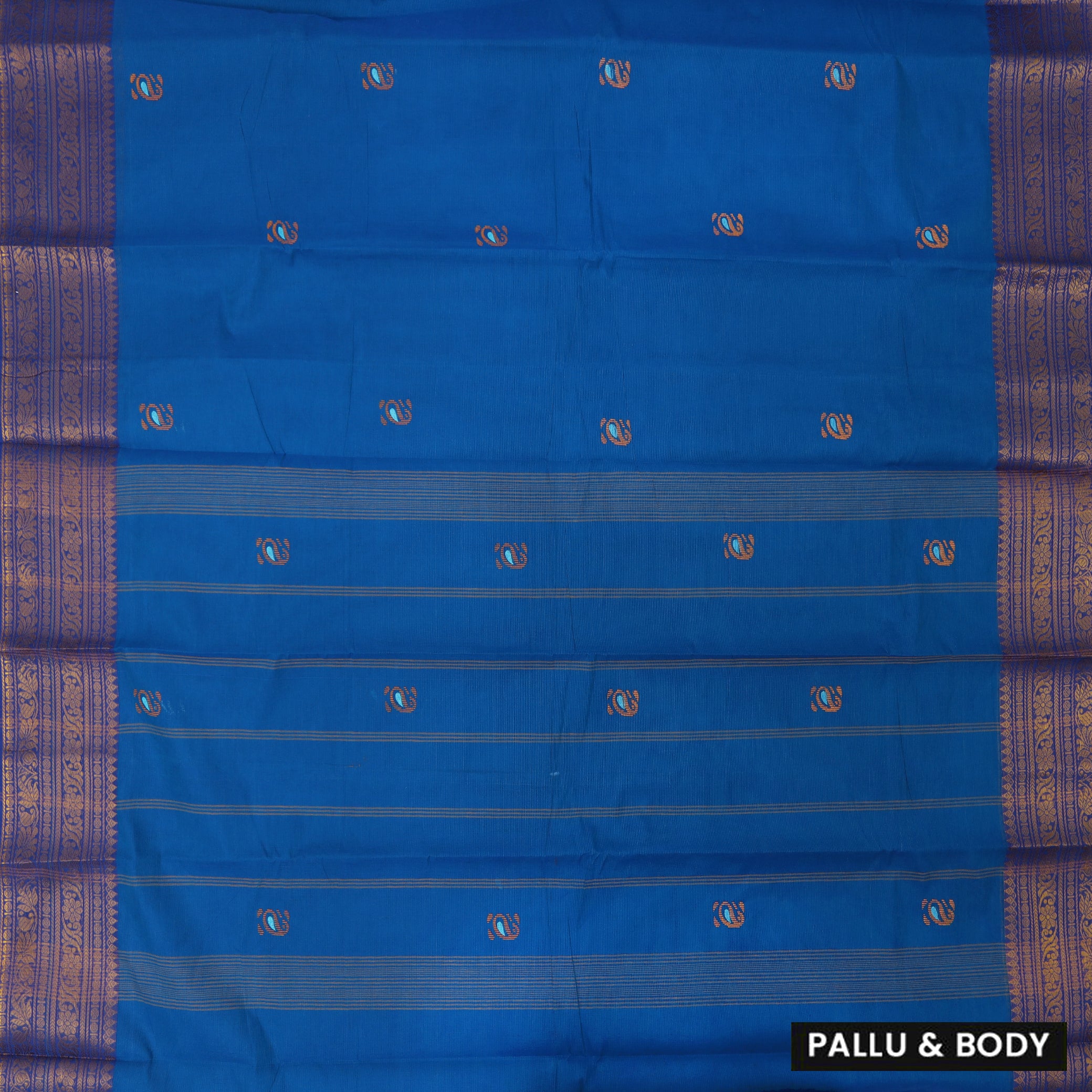 Blue Pure Cotton Saree without Blous