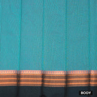 Green With Dark Cyan Silk Cotton Saree