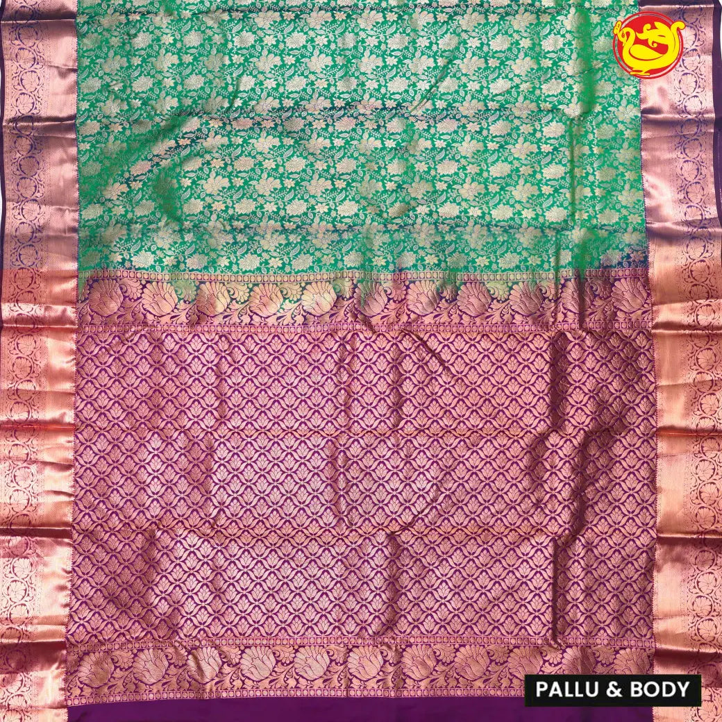 Green with Purple Pure Kanchipuram Silk Saree