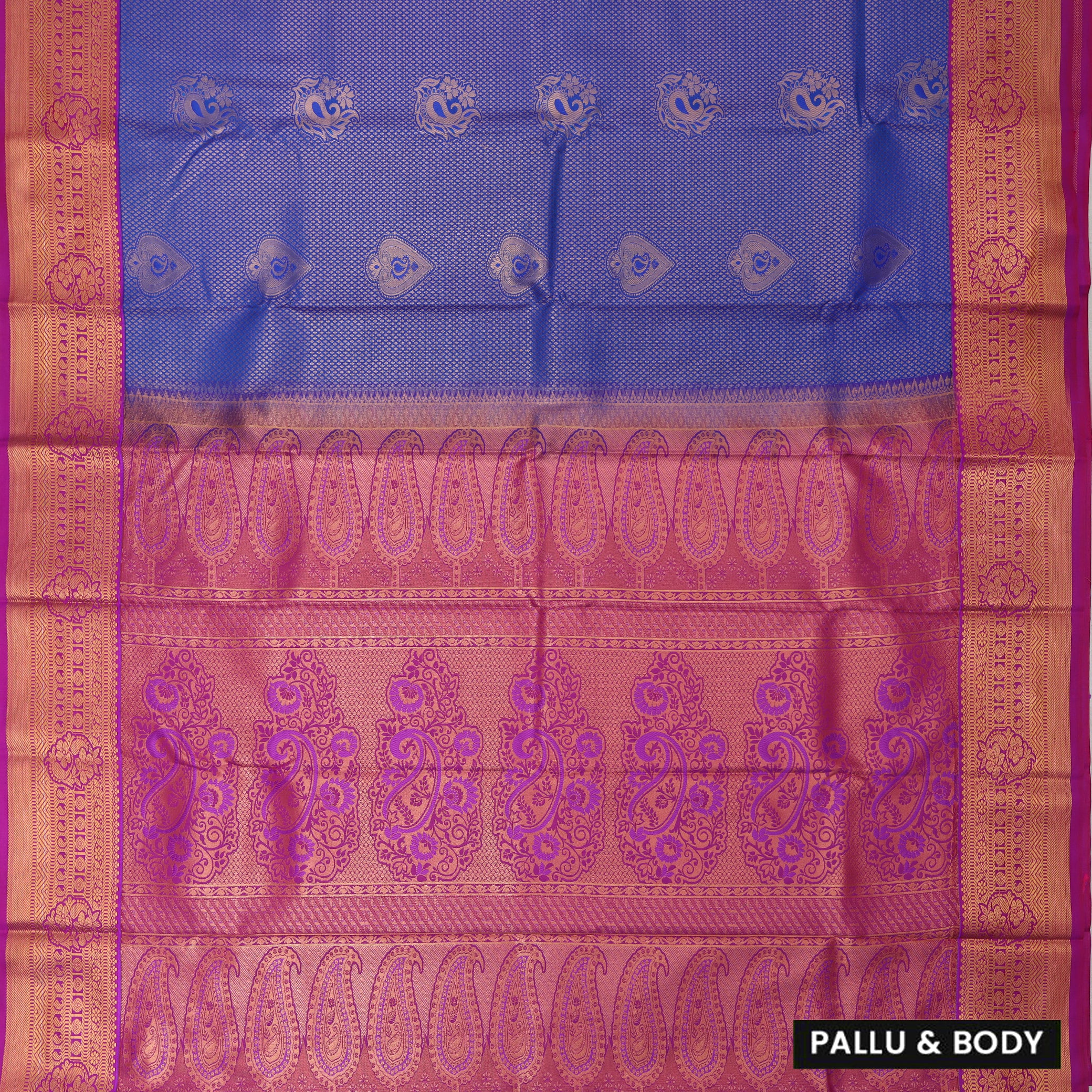 Royal Blue body and Rani Pink for the pallu and border Art Silk Saree