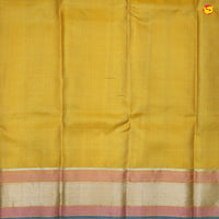 Mild yellow pure Arani silk saree with checks - Thenianantham