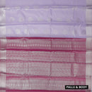 Couple Combo Tissue Silk Set – Men’s Shirt & Dhoti with Matching Women’s Saree With Lavender Colour With  Silver Zari Border