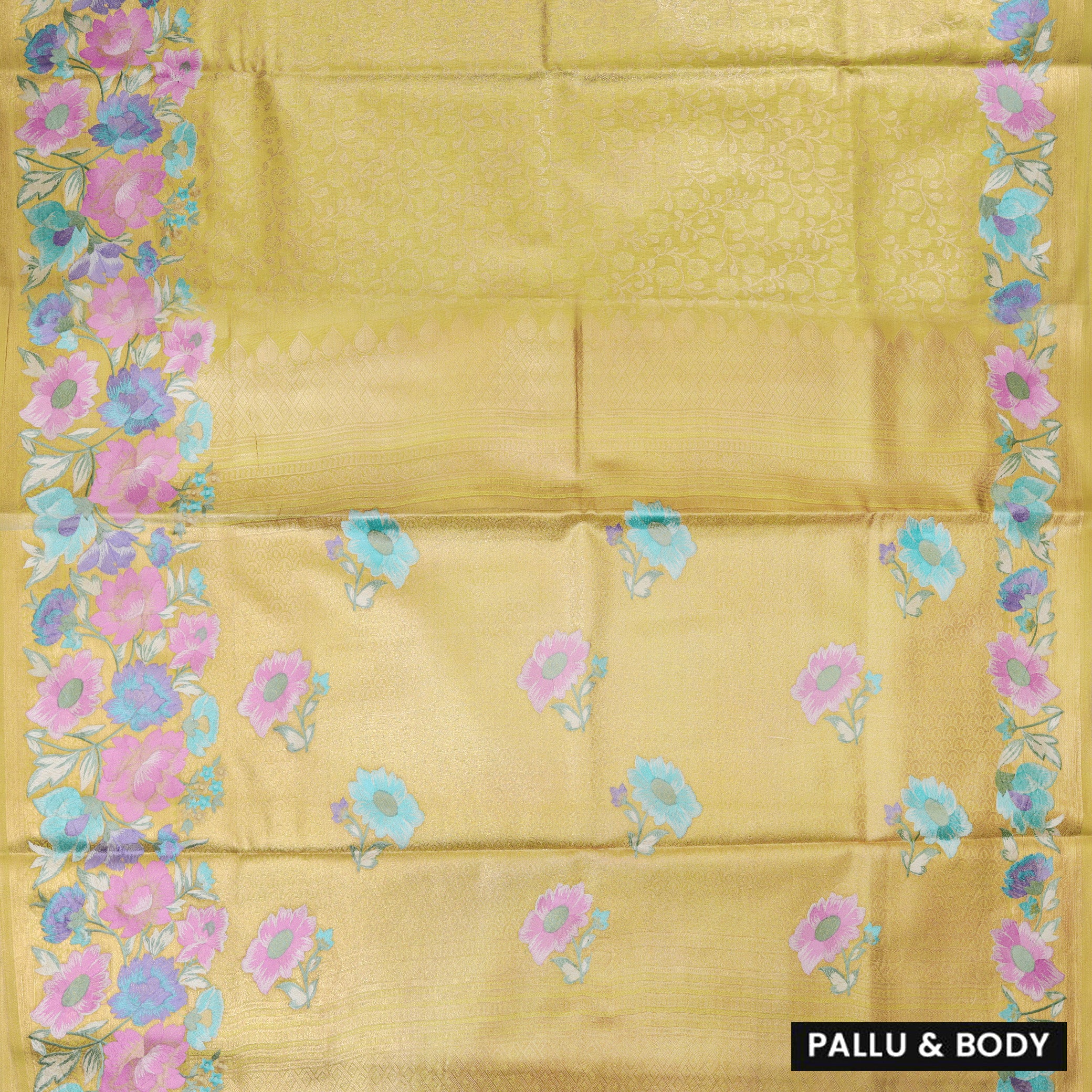 Yellow  Colour Tissue Silk Saree