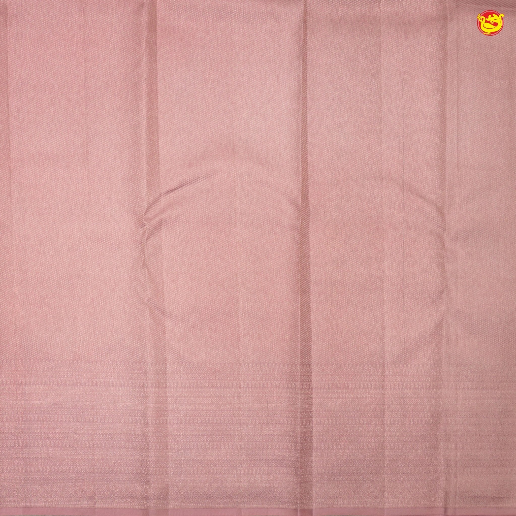 Pastel With Checked Floral Motifs Copper And Gold Mixed Zari Border Pure Kanjivaram Subhalaya Wedding Silk Saree - Thenianantham