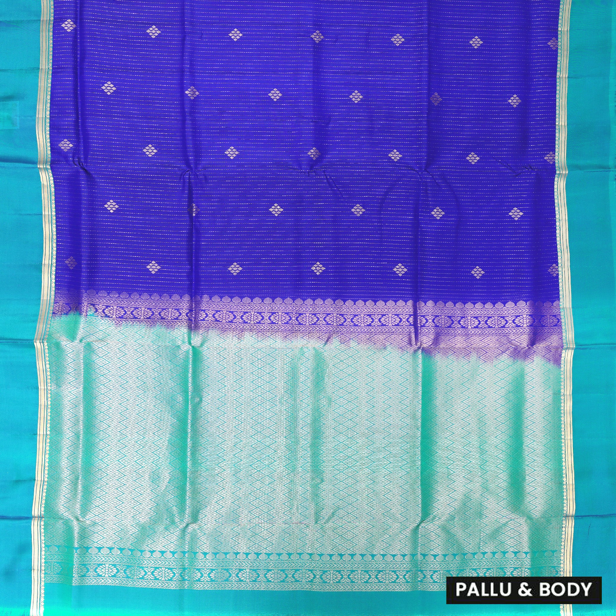 Royal Blue With Green Soft Silk Saree