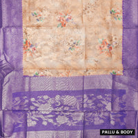 Light Brown with Purple Semi Burberry Silk Saree