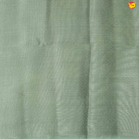 Pista Green with Silver Border Tissue Checks With Floral Digital Prints saree