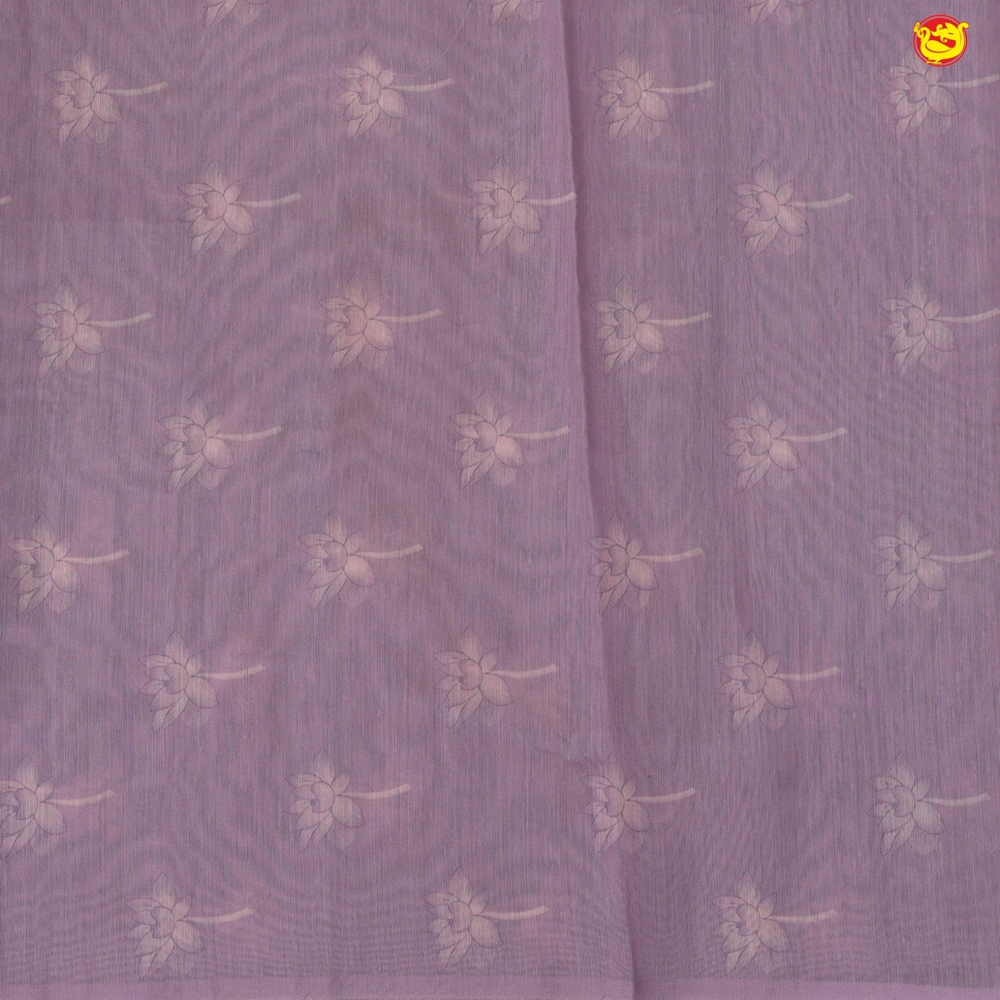 White and Light Lavender Organza Silk With Hand Embroidered Mirror Work Saree - Thenianantham