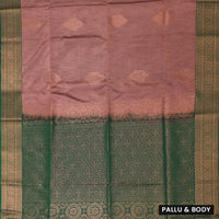 Reddish Brown  with Green Soft Silk Saree