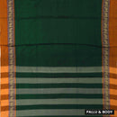 Green With Orange Traditional Narayanpet Cotton Saree with Contrast Border