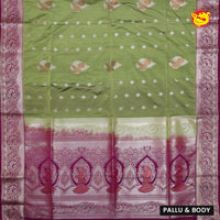 Green with Magenta Soft Silk Saree