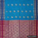 Blue With Pink Soft Silk Saree