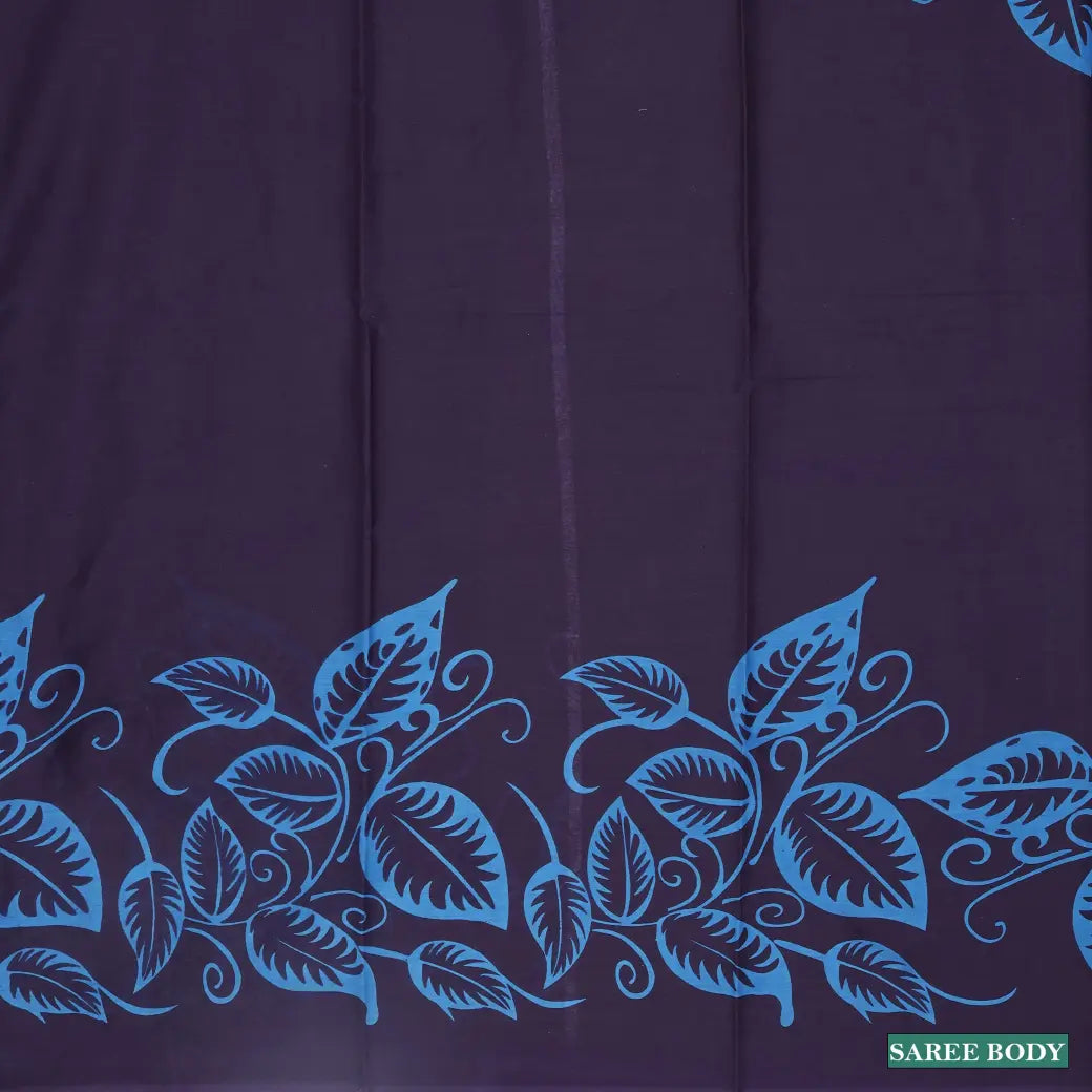 Royal Purple with Blue Pure Mul Mul Cotton Saree with Blouse