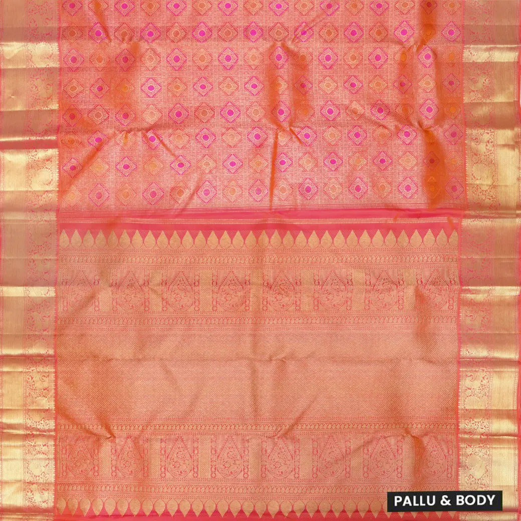 Orange With Gold Zeri Subalaya Wedding Silk Saree