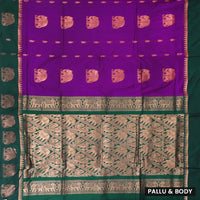 Violt With  Green  Premium Quality Kalyani Cotton Saree