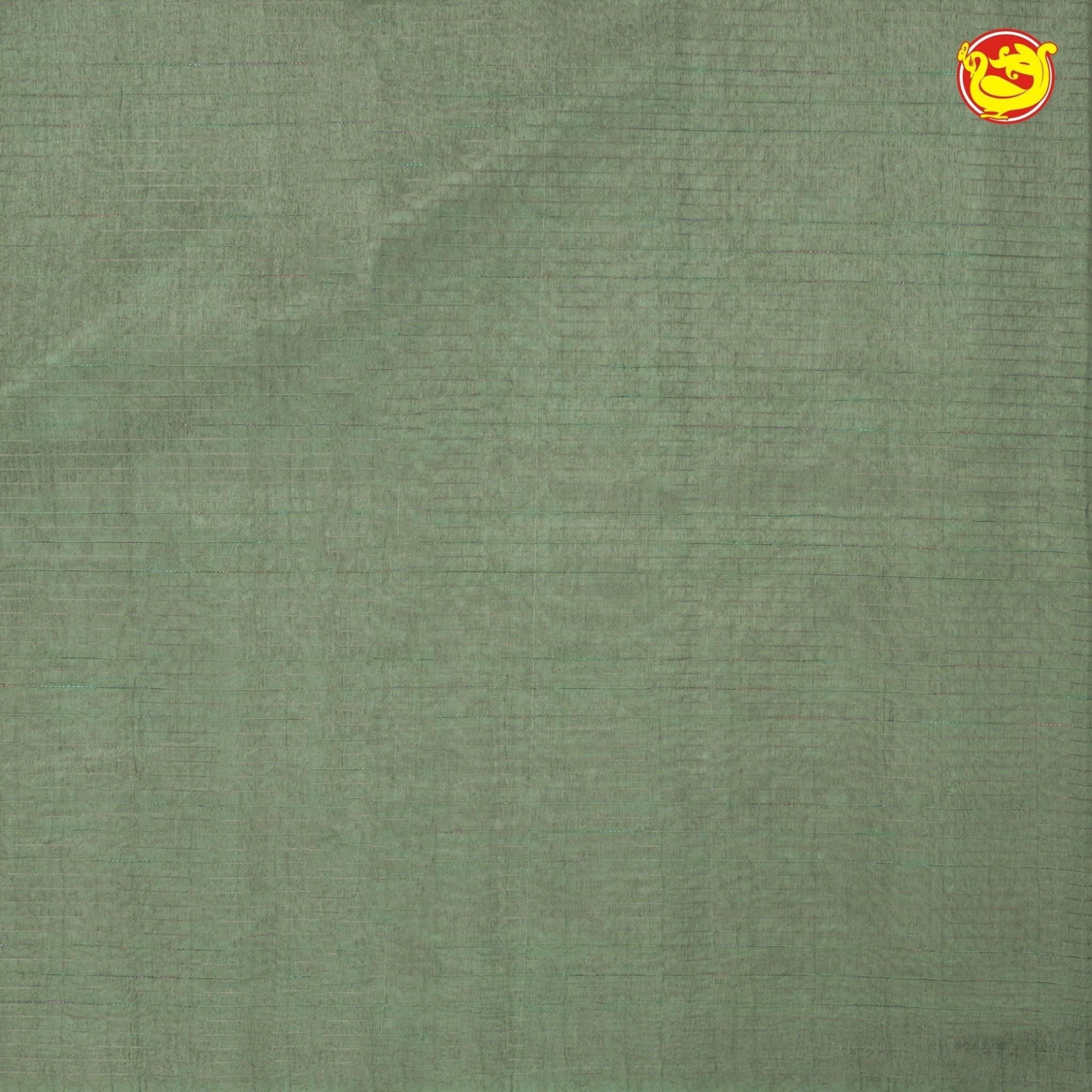 Light Olive Green Pure Organza Silk With Hand Embroidered Work Saree - Thenianantham