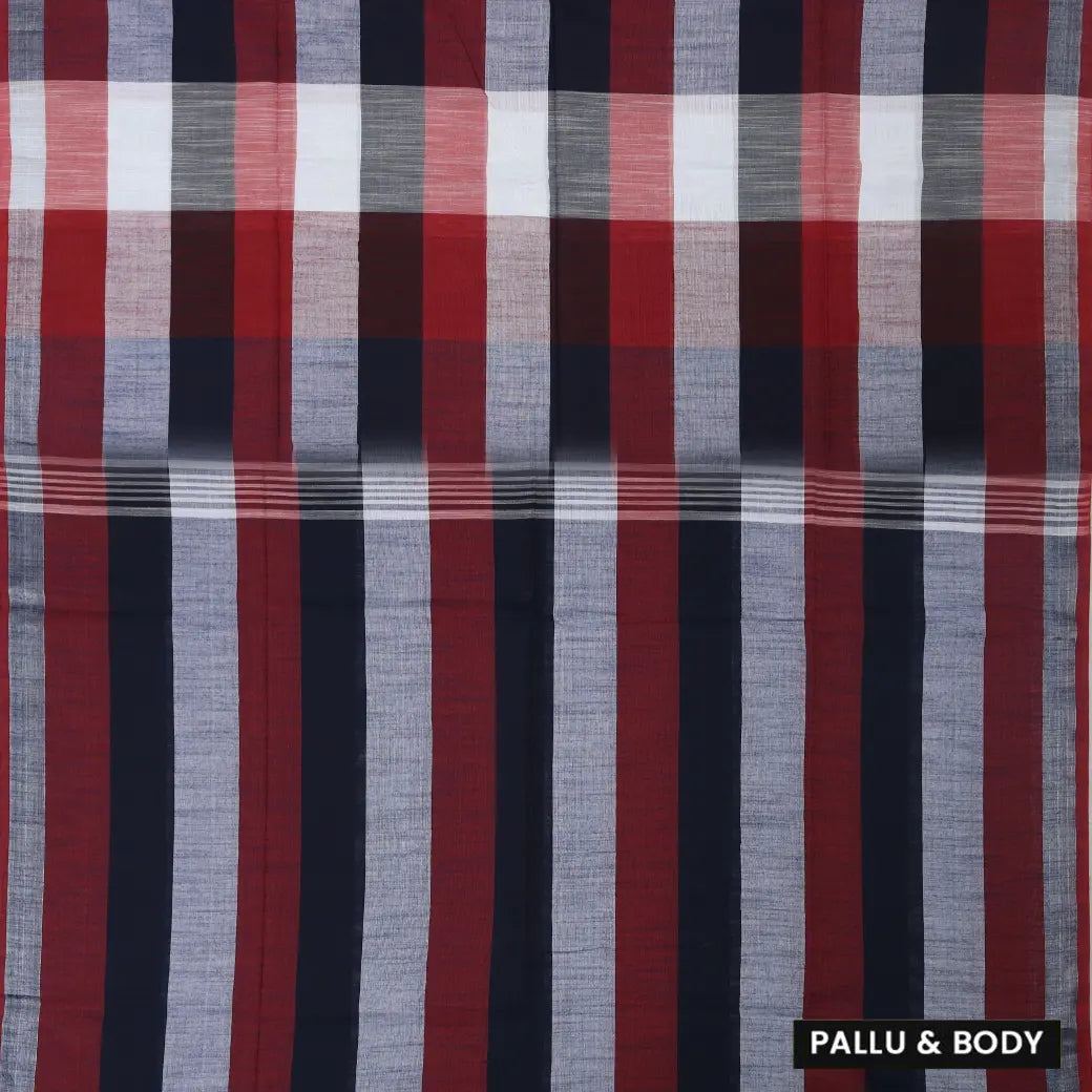 Multicolor Checked Linen Cotton Saree