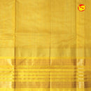 Dark Magenta and Lemon Yellow With Gold Zari Checked Floral Buttas Pure Silk Cotton Saree - Thenianantham