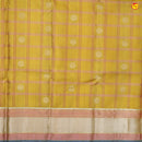 Mild yellow pure Arani silk saree with checks - Thenianantham