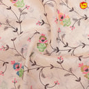 Pastel peach linen tissue saree with embroidery - Thenianantham