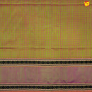 Olive Green and Gold Shine with Jacquard Checks Kanchipuram Silk Saree - Thenianantham