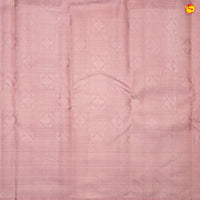 Pastel With Checked Floral Motifs Copper And Gold Mixed Zari Border Pure Kanjivaram Subhalaya Wedding Silk Saree - Thenianantham