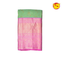 Light Green Wedding Silk Saree With Pink Pallu - Thenianantham