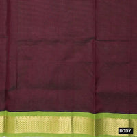 Dark Maroon with Light green Arani Silk Cotton Saree - Thenianantham