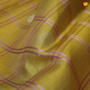 Mild yellow pure Arani silk saree with checks - Thenianantham