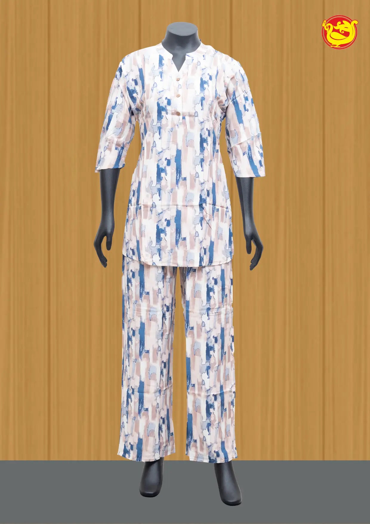 White-Multicolour Women Night Suit Printed