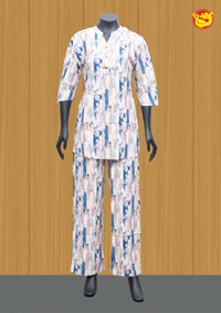 White - Multicolour Women Night Suit Printed - Thenianantham