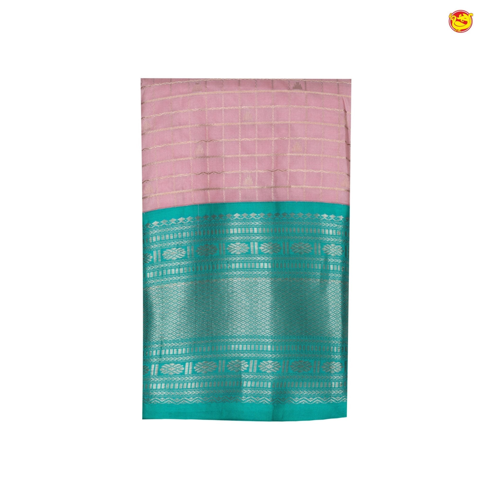 Pastel pink with light blue hamsam silk saree - Thenianantham