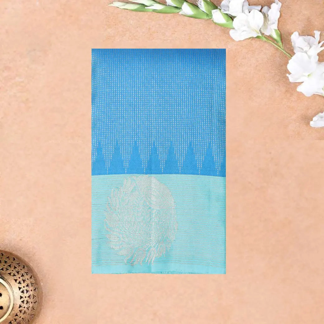Sky Blue with Light Blue Soft Silk Saree