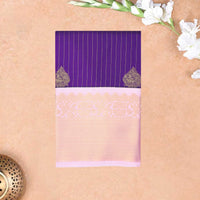 Deep purple With  light peach Vaira Oosi Silk Saree