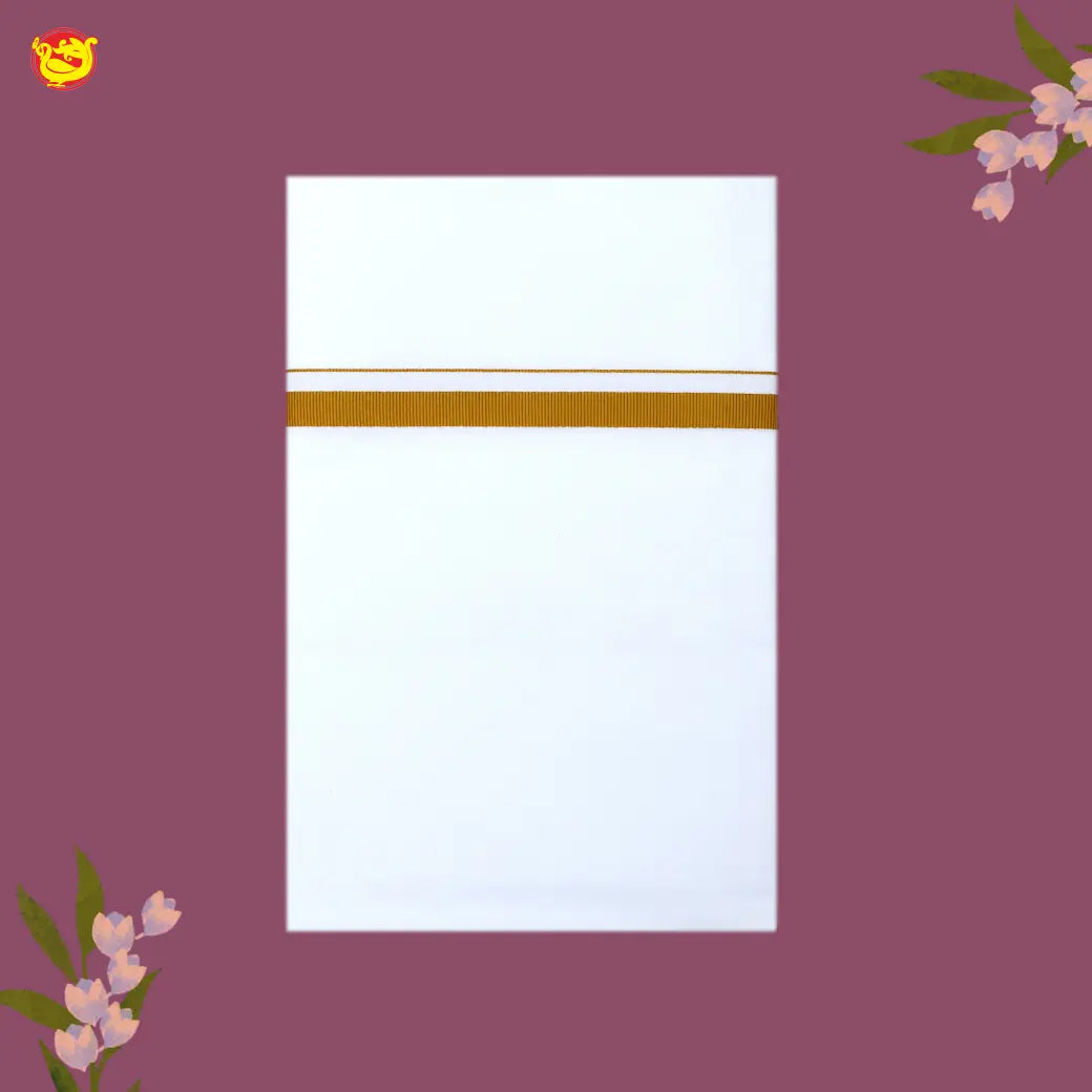 White with Gold Fancy Border Single Layer Cotton Men’s Dhoti