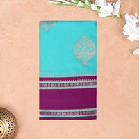 Dark Cyan with Purple Soft Silk Saree