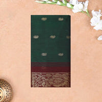 Green with Maroon Traditional Buttas Venkatagiri Pure Cotton Saree