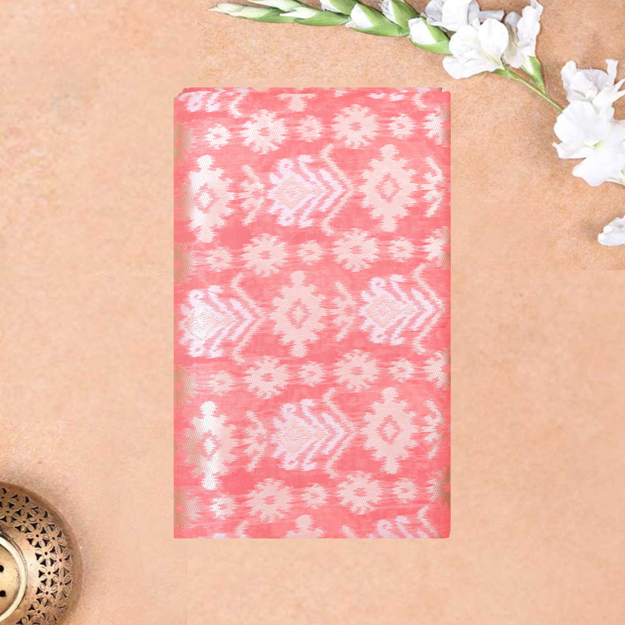 Peach Colour Fancy Weaving Saree