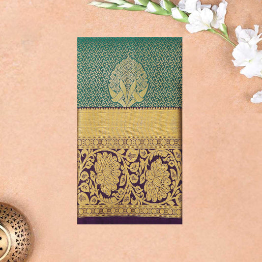 Bottle Green and Purple Art Silk Saree