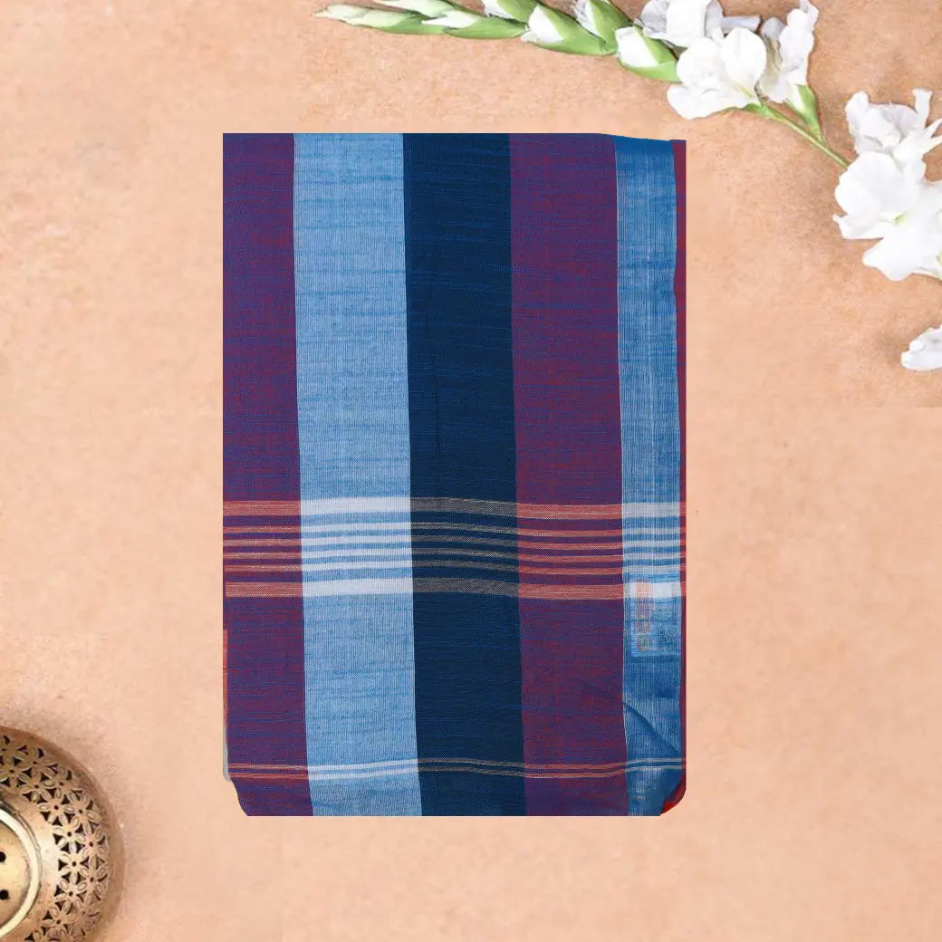 Multicolor Checked Linen Cotton Saree